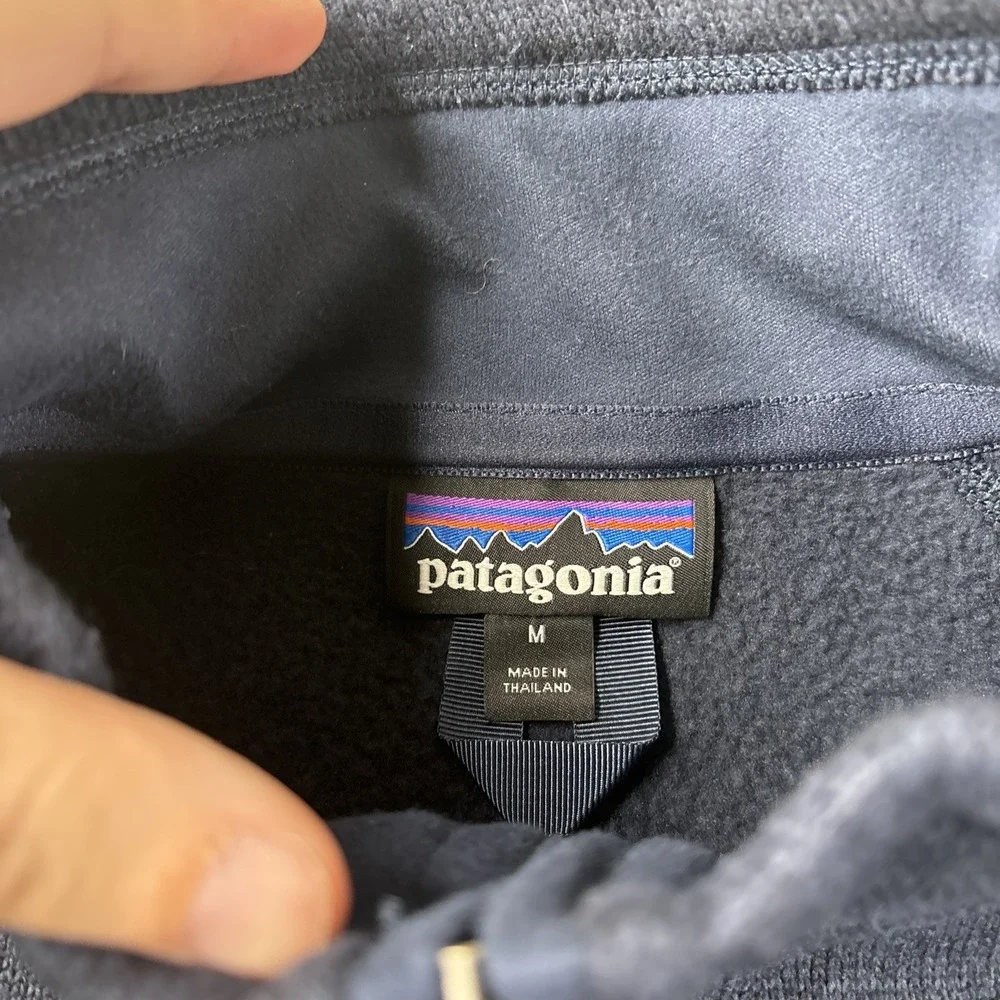 Patagonia Better Sweater‎ Men's Medium Blue 1/4 Zip Pullover Hiking 25523 LOGO